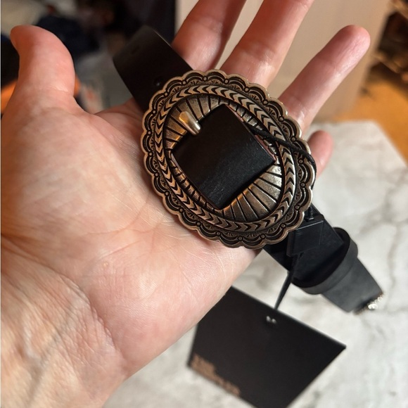 NWT The Kooples Black Belt with Intricate Silver Buckle Womens size 1 or US 4